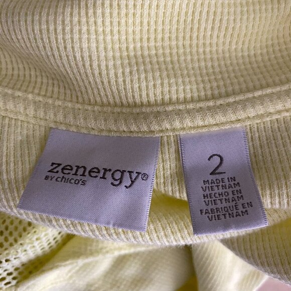 Zenergy By Chico's Sweater Jacket Size 2 Yellow Zip Cotton Blend‎ Mesh CJ-1758 - Picture 8 of 10
